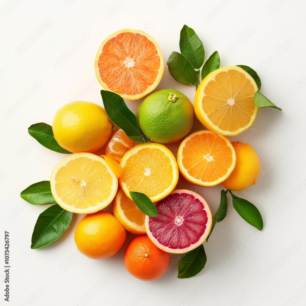 Fresh citrus fruits in diffused light, vibrant and healthy Fresh citrus fruits in diffused light, vibrant and healthy