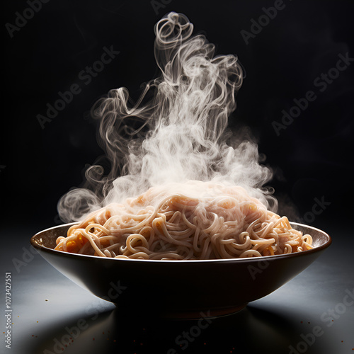 Picture of hot, smoky, delicious spaghetti, Generative AI