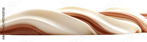 A swirl of white and brown ice cream. transparent background