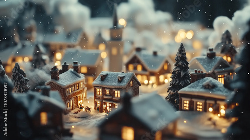 Christmas snow town