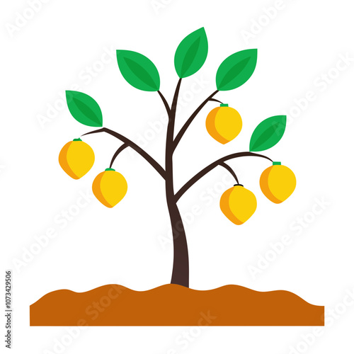 Apricot Tree Illustration in Color.