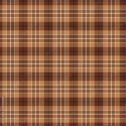 Plaid repeat pattern.Checkered tartan gingham seamless pattern in brown. Geometric graphic vector illustration background design for fabric and prints.