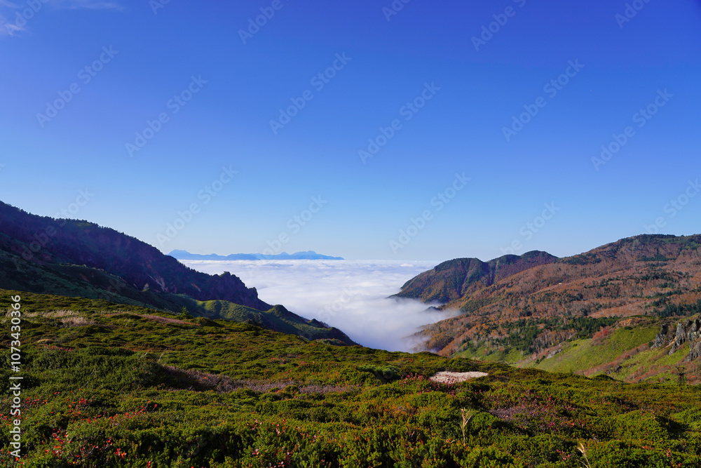 紅葉と雲海が織りなす日本の秋景色