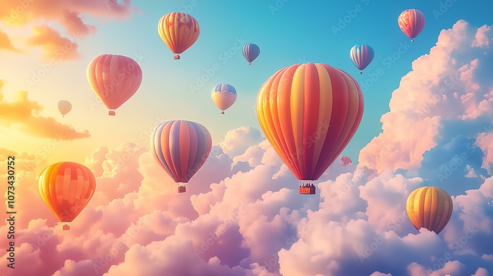 Obraz premium A colorful hot air balloon flying through the sky