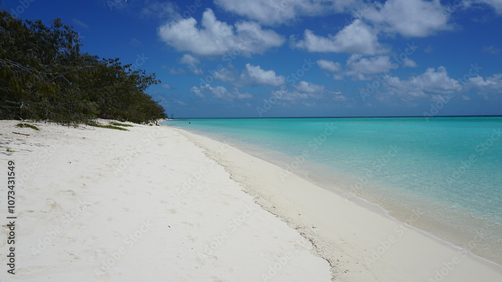Simple blue beautiful tropical dream beach of Heron Island Queensland Australia
