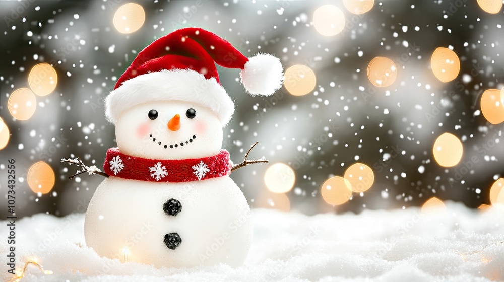 Snowman with a Santa hat, standing in a cold winter scene, with snow-covered trees and festive lights twinkling around. --chaos 25 --ar 16:9 --v 6.1 Job ID: b776e0e2-636c-4061-a50e-97833681fe5b Snowman with a Santa hat, standing in a cold winter scene, with snow-covered trees and festive lights twinkling around. --chaos 25 --ar 16:9 --v 6.1 Job ID: b776e0e2-636c-4061-a50e-97833681fe5b