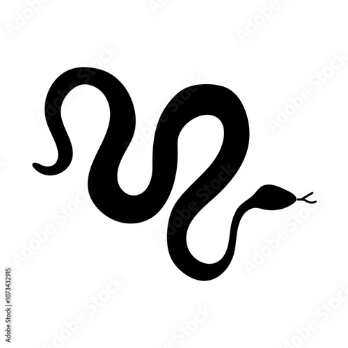 Silhouette of a snake on a white background, symbol of 2025, vector illustration isolated on white background. Lunar New Year.