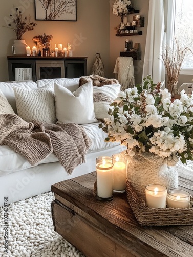 Cozy Living Room with White...