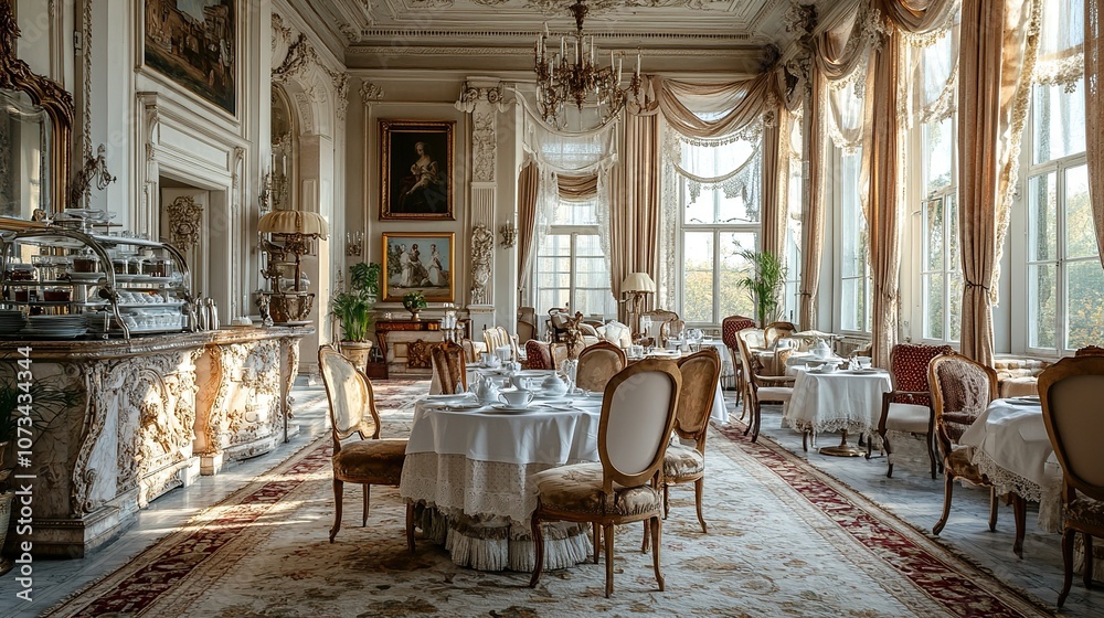 Naklejka premium Elegant Dining Room in a Historic Manor