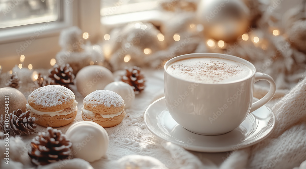 Minimalist Christmas Table with Festive Treats - Generative AI Minimalist Christmas Table with Festive Treats - Generative AI