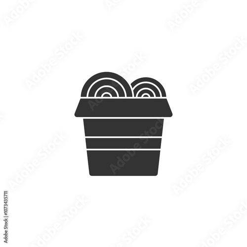 Ramen Noodles in paper box icon. Noodles simple silhouette icon illustration