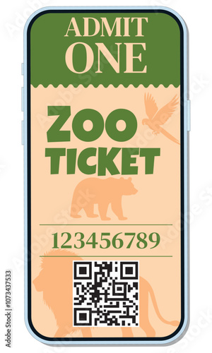 Zoo e-ticket, admit one, animals.