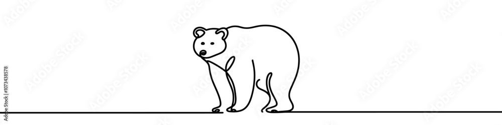 Obraz premium One continuous line illustration of a bear, isolated on white background. Line art of bear