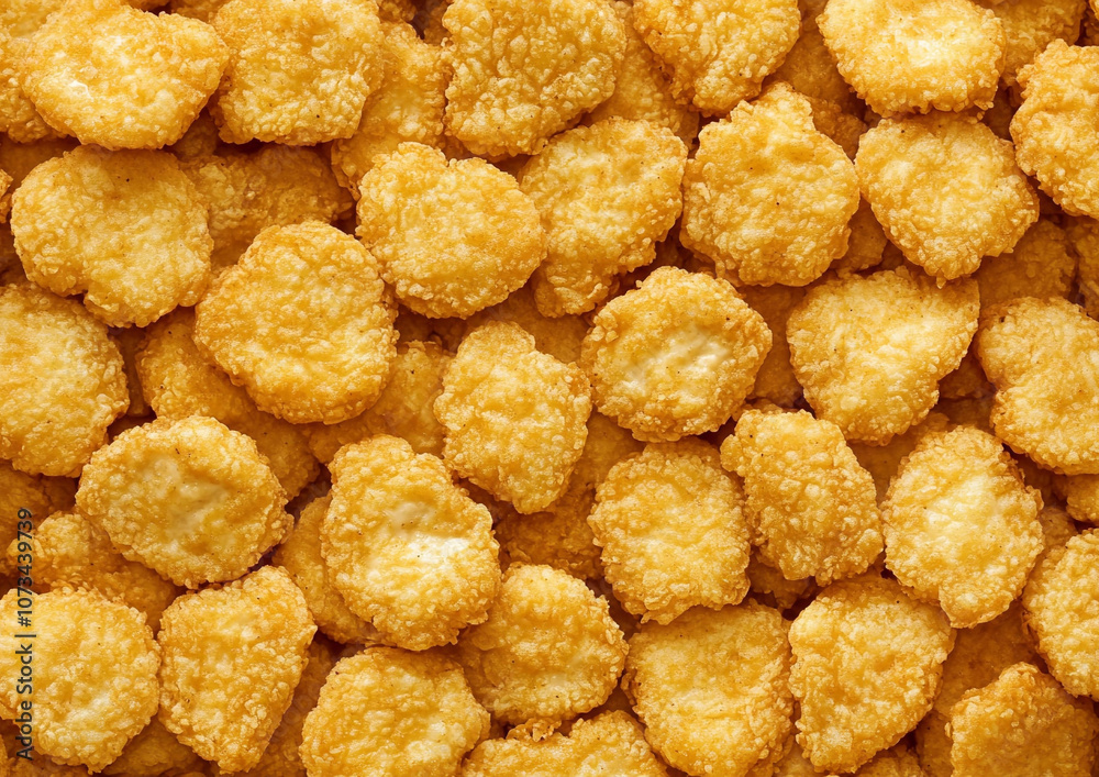 Top view of fried chicken fillet breaded nuggets fast food snack.Macro.AI Generative. Top view of fried chicken fillet breaded nuggets fast food snack.Macro.AI Generative.