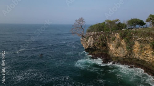 Aerial Drone View of Karang Bokor Sawarna photo