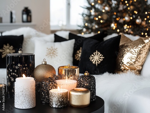 Illuminated Candles and Orn...