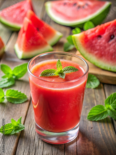 Wallpaper Mural Water melon smoothies in the glass on wooden background Torontodigital.ca