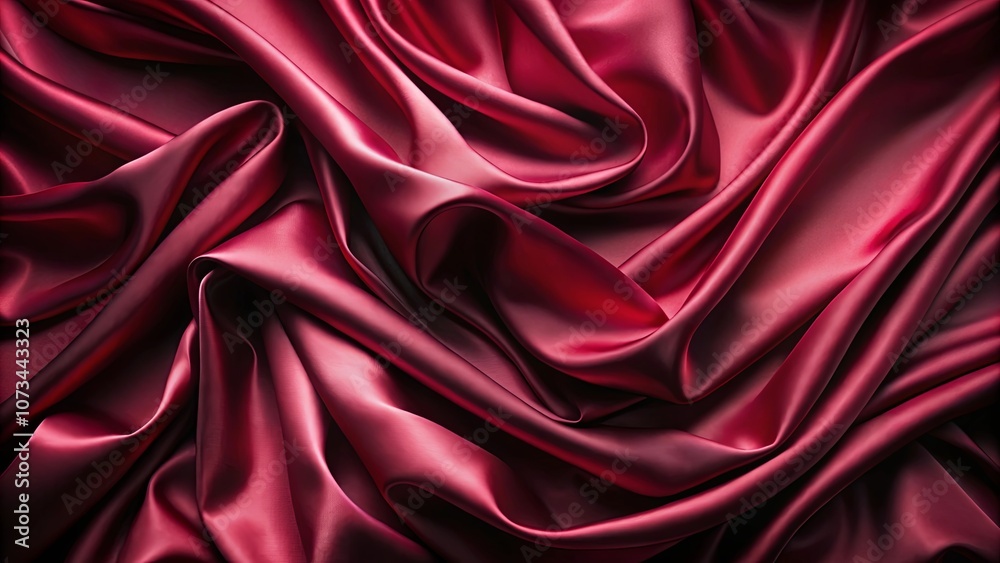 Fototapeta premium Abstract Draped Red Silk Fabric Texture With Smooth, Shiny, Flowing, And Elegant Waves