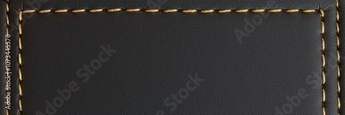 Close-up of a dark leather frame with intricate stitches, frame, classy, stitching