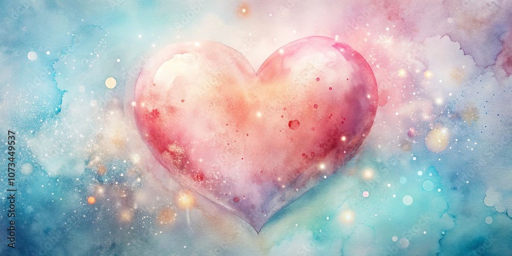 A watercolor heart painted on a canvas of shimmering blue and pink hues, creating a celestial-inspired love story. A watercolor heart painted on a canvas of shimmering blue and pink hues, creating a celestial-inspired love story.