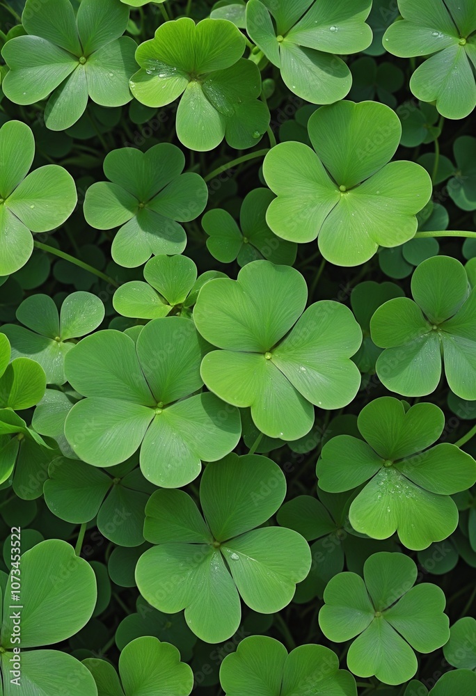 Vibrant Green Shamrock Texture with Dew Drops Vibrant Green Shamrock Texture with Dew Drops