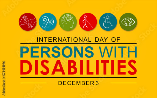 International Day of Persons with Disabilities is celebrated every year on 3rd December. To raise awareness of the situation of disabled persons in all aspects of life. Vector illustration