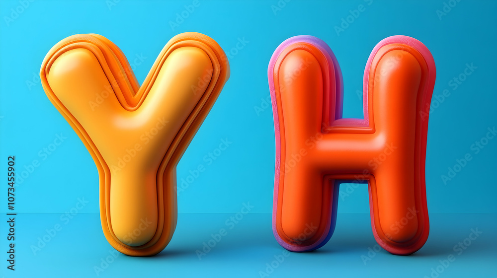 3D Render of the Letters Y and H in a Colorful, Inflatable Style. 3D Render of the Letters Y and H in a Colorful, Inflatable Style.