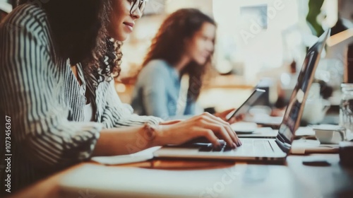 Woman Typing on Laptop