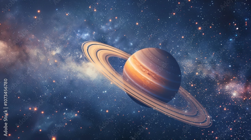 Naklejka premium Close-up of glowing planet disk floating in space, serene beauty of the universe with ample copy space for text or design.