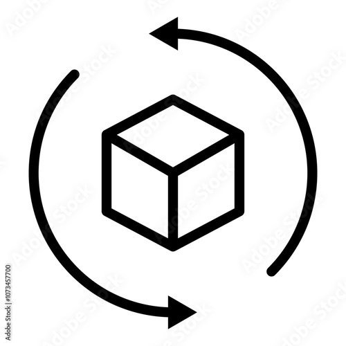 cube icon with two arrows refresh rotate sign. web vector icon