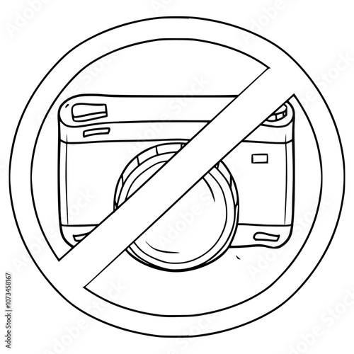 no camera or photo sign illustration hand drawn outline vector