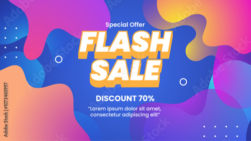 Colorful Flash Sale Banner With 70 percent Discount Offer. Eye-catching colors and bold typography make it ideal for marketing campaigns and advertising promotions