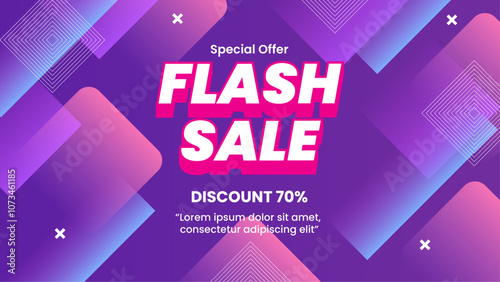 Vibrant Flash Sale Banner With Special 70 percent Discount Offer. Perfect for highlighting limited-time offers in retail and e-commerce settings