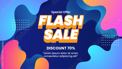 Colorful Flash Sale Banner with Discount Offer. Vibrant and colorful flash sale banner. The abstract background enhances the modern and dynamic feel of the promotional offer.