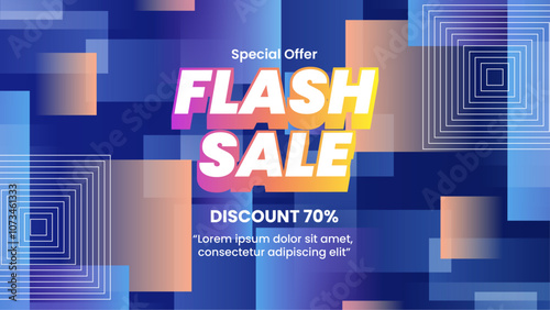 Colorful Flash Sale Banner with Discount Offer. Vibrant and colorful flash sale banner. The abstract background enhances the modern and dynamic feel of the promotional offer.