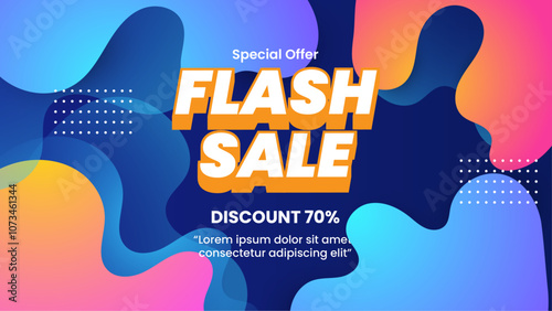 Colorful Flash Sale Banner With 70 percent Discount Offer. Eye-catching colors and bold typography make it ideal for marketing campaigns and advertising promotions