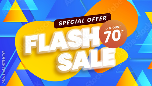 Colorful Flash Sale Banner Offering 70 percent Discount