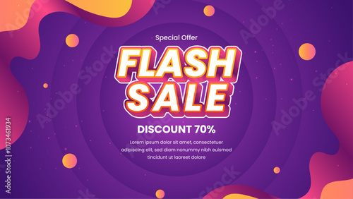 Colorful Flash Sale Banner With 70 percent Discount Offer. Eye-catching colors and bold typography make it ideal for marketing campaigns and advertising promotions