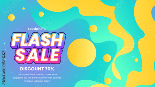 Colorful Flash Sale Banner With 70 percent Discount Offer. Eye-catching colors and bold typography make it ideal for marketing campaigns and advertising promotions