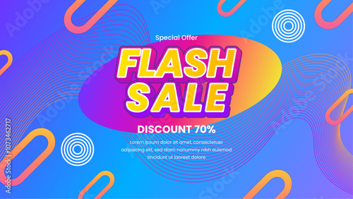Colorful Flash Sale Banner With 70 percent Discount Offer. Eye-catching colors and bold typography make it ideal for marketing campaigns and advertising promotions