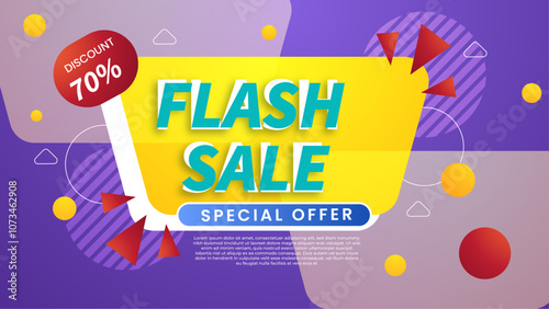 Colorful Flash Sale Banner With 70 percent Discount Offer. Eye-catching colors and bold typography make it ideal for marketing campaigns and advertising promotions