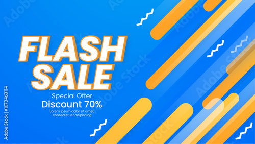 Colorful Flash Sale Banner With 70 percent Discount Offer. Eye-catching colors and bold typography make it ideal for marketing campaigns and advertising promotions