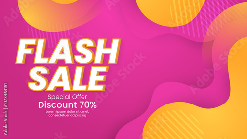 Colorful Flash Sale Banner With 70 percent Discount Offer. Eye-catching colors and bold typography make it ideal for marketing campaigns and advertising promotions