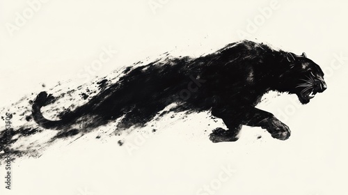 Black Panther in Motion: A Dramatic Ink Illustration
