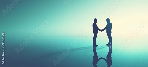 two businesspeople shaking hands, symbolizing a successful partnership or deal closure, with a clean, professional background photo