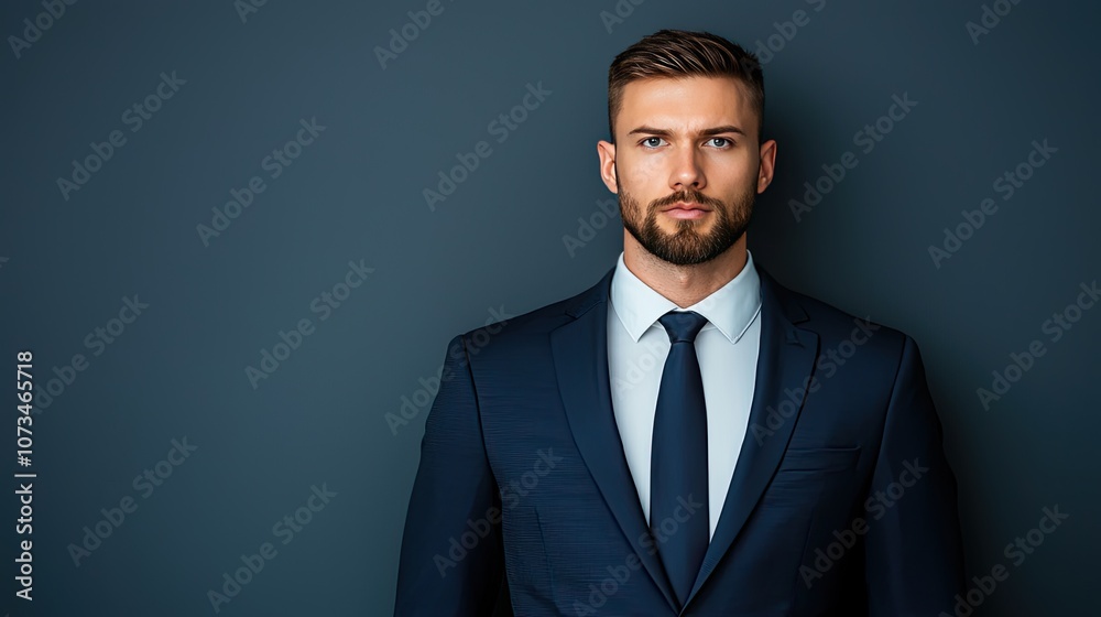Professional man in suit displays confidence against a dark background for business portraits Professional man in suit displays confidence against a dark background for business portraits