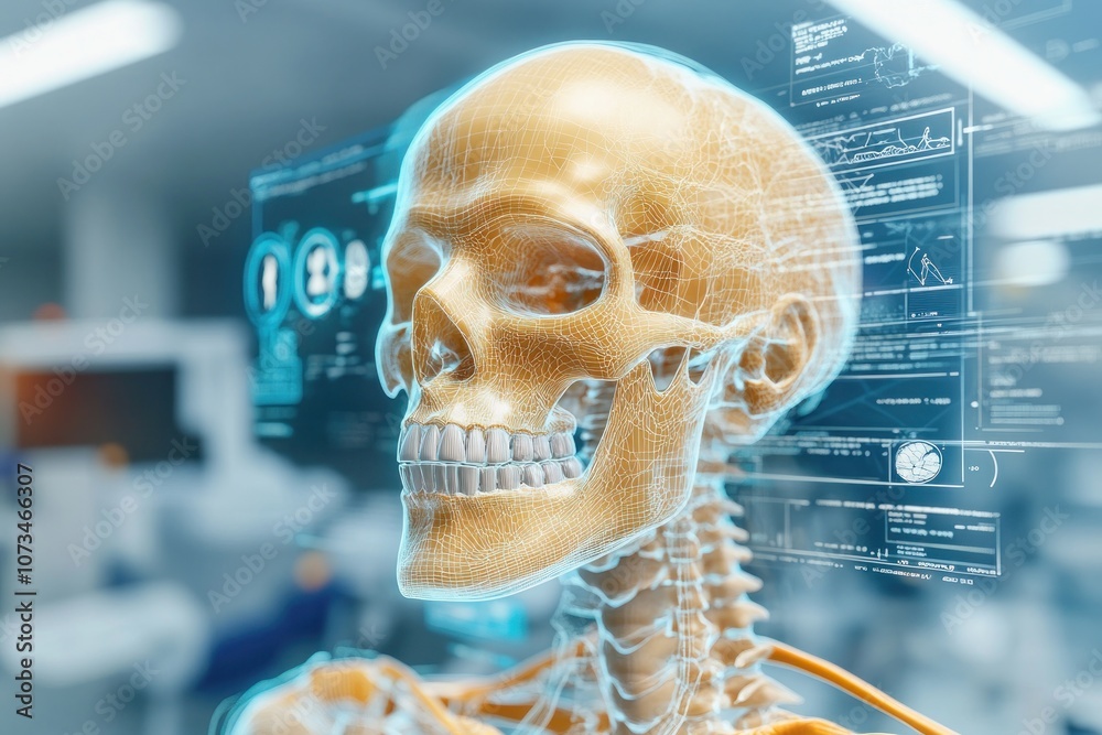 3D Holographic Human Skeleton Anatomy Model, Interactive Learning Tool for Medical Students, Healthcare Professionals, and Educators Detailed Digital Representation of the Human Body's Skeletal
