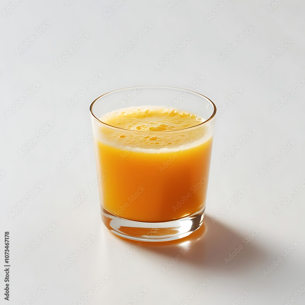 Fresh orange juice in clear glass on a white background. Fresh orange juice in clear glass on a white background.