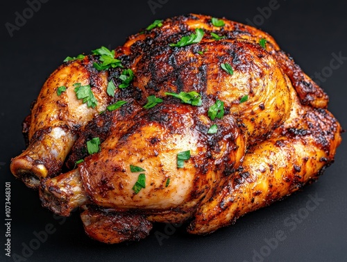 Obraz na płótnie Delicious Crispy BBQ Chicken with Smoky, Rich Flavor, Perfect for Grilling or Smoking Get that Charcoal-Crisp Texture and Juicy, Tender Meat with This Easy Recipe w salonie