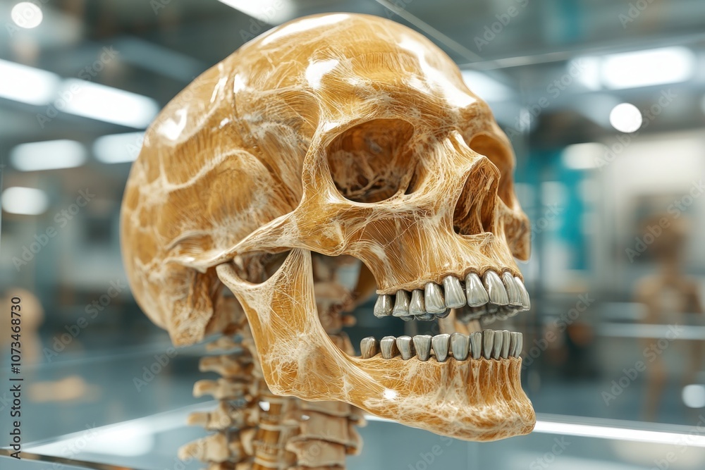 Detailed 3D Hologram of the Human Skeleton Anatomy, Science, and Technology Explore the intricate structure of the human body with this stunning holographic representation From the skull to the toes